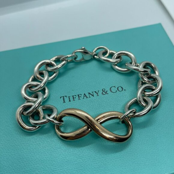 Tiffany & Co Authentic Chunky Large Link Rubedo Silver Infinity Bracelet 7.5" - Picture 8 of 14